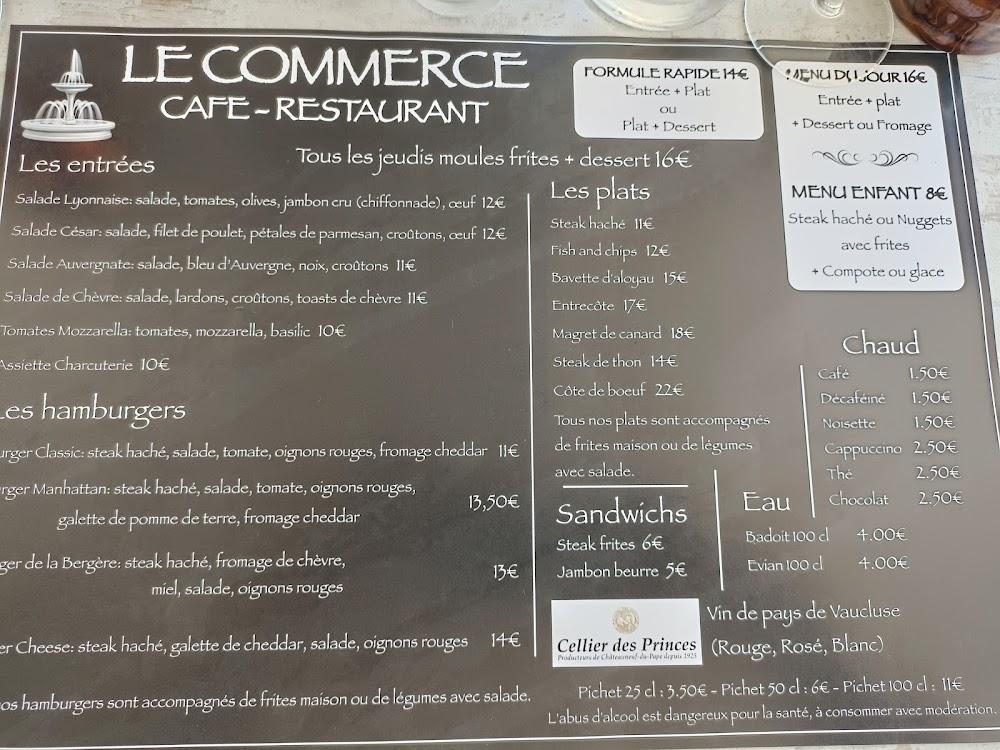 Café Restaurant du Commerce - Menu Image 1